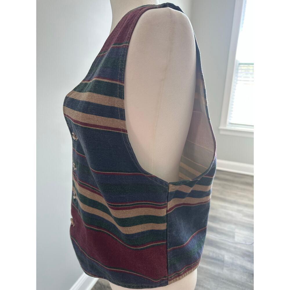 Vintage Southwestern Stripe Vest Women’s Button Front Boho 
Western 90’s USA Med - Picture 3 of 7